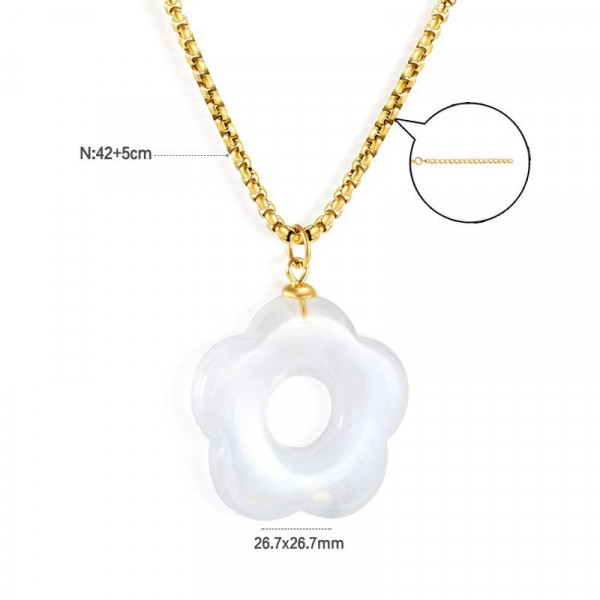 Золотистая цепочка с подвеской в форме цветка из камня CJL14557