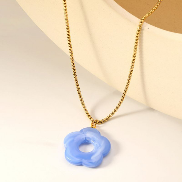 Золотистая цепочка с подвеской в форме цветка из камня CJL14557