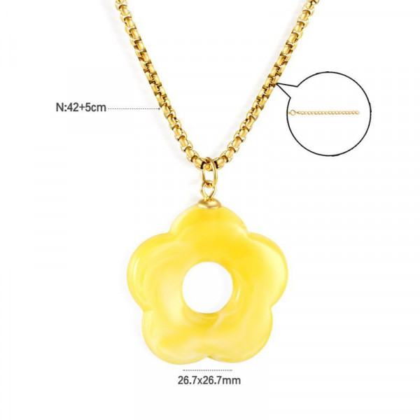 Золотистая цепочка с подвеской в форме цветка из камня CJL14557