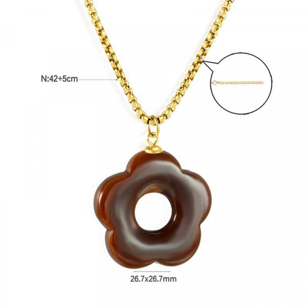 Золотистая цепочка с подвеской в форме цветка из камня CJL14557