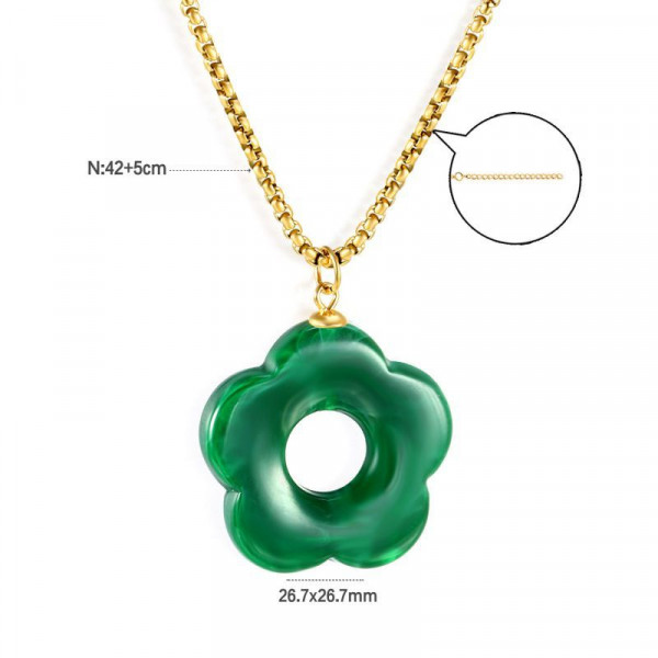 Золотистая цепочка с подвеской в форме цветка из камня CJL14557