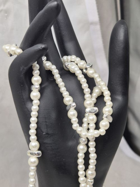 Двойное колье из жемчуга разного диаметра в стиле нео-классика J11451CJJ