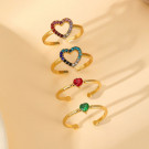 Кольцо с контуром сердца из цветных страз CJR59531