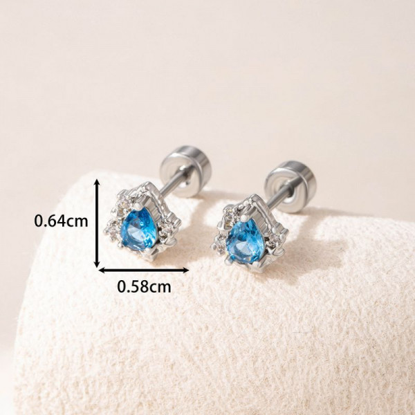 Серьги-пусеты Цветы с голубыми кристаллами CJL23428