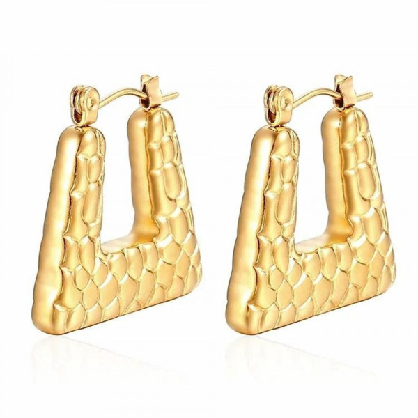 Широкие треугольные серьги-конго с ромбовидной чеканкой J10284CJJ