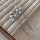 Длинные серебристые серьги пусеты с гроздью жемчуга CJC66268