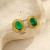 Серьги-пусеты Овалы с темно-зеленой вставкой CJM52412
