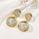 Массивные висячие серьги с перламутровыми вставками в оправе CJH38183