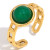 Кольцо с круглым зеленым камнем и ажурной шинкой CJL49937
