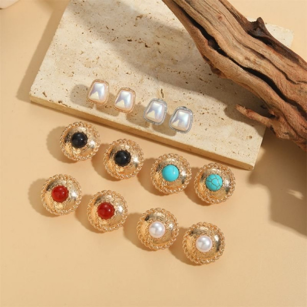 Серьги-пусеты круглые с жемчугом CJC96572