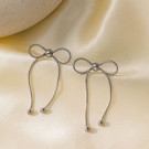 Серебристые серьги-пусеты Контурные банты CJH32173