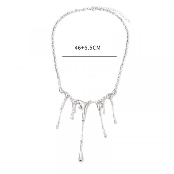Авангардное украшение на шею с эффектом капель металла CJC68032