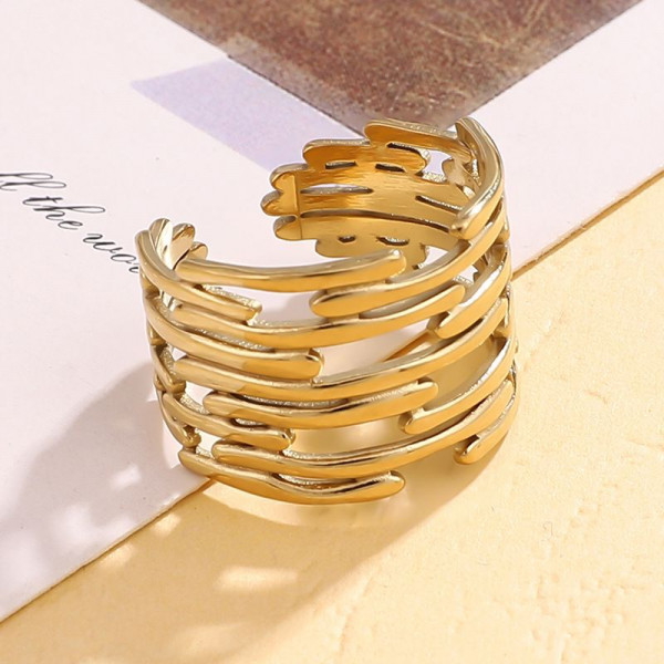 Широкое многослойное кольцо с хаотичными линиями CJL74240