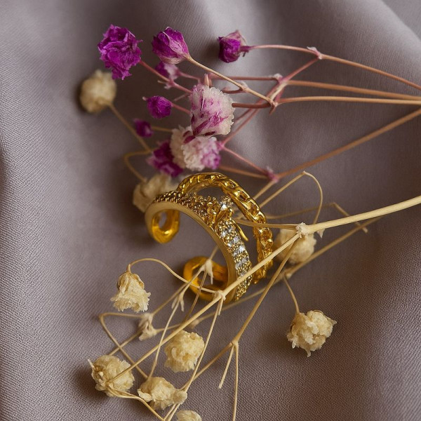 Двойной золотистый кафф со стразами 1J10984CJJ