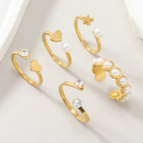 Кольцо медицинская сталь с напылением золотом J10343CJJ