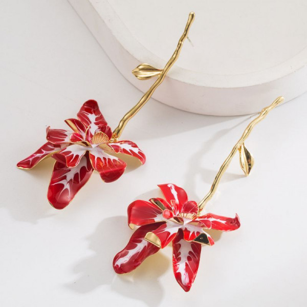 Воздушные серьги-пусеты голубые орхидеи CJN42966