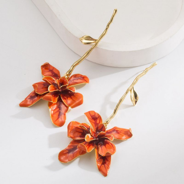 Воздушные серьги-пусеты голубые орхидеи CJN42966