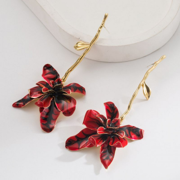 Воздушные серьги-пусеты голубые орхидеи CJN42966