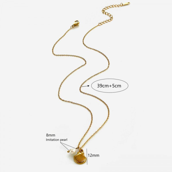 Золотистое многослойное колье с ракушкой CJN34923