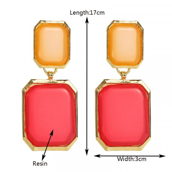 Крупные висячие серьги с прямоугольными акриловыми звеньями CJH87333