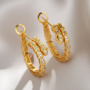 Серьги-кольца змеи со стразами 1J11965CJJ