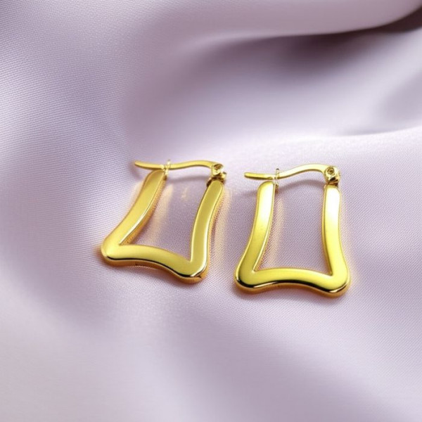 Стальные серьги-булавка с напылением золотом вогнутые стороны J10286CJJ