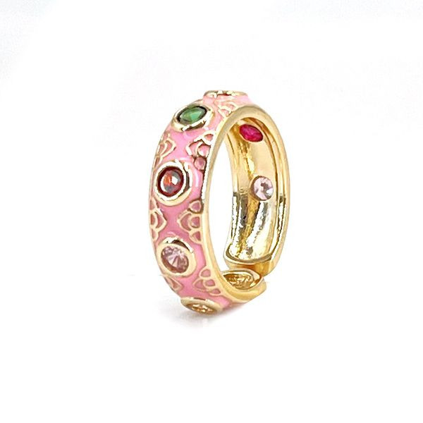 Разомкнутое кольцо с цветной эмалью и звездами CJL47003