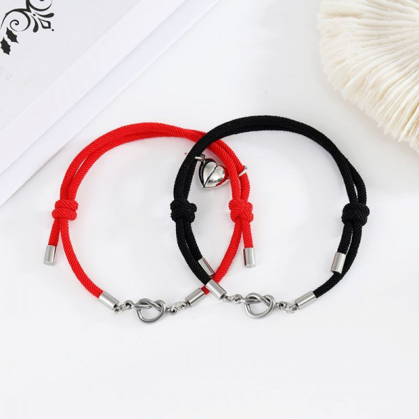 Парные браслеты неразлучные сердца на шнурке CJB00101