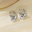 Серебристые серьги-кольца с подвесками-сердцами CJH31953