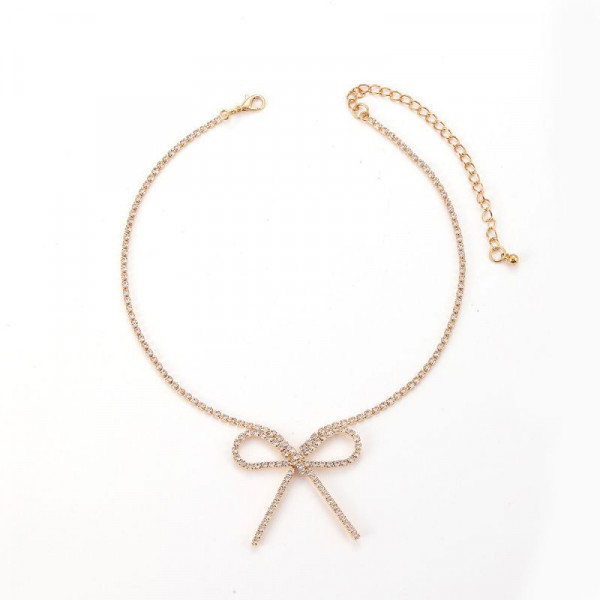 Цепочка с подвеской в форме объемного банта с фактурным плетением CJH87307