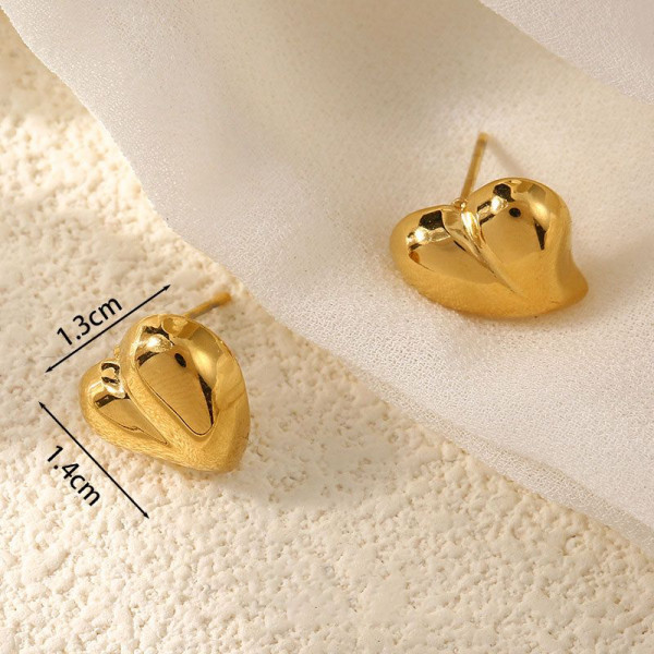 Серьги-пусеты Сердца объемные зеркальные мини CJL74339