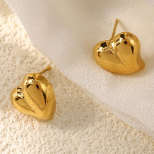 Серьги-пусеты Сердца объемные зеркальные мини CJL74339