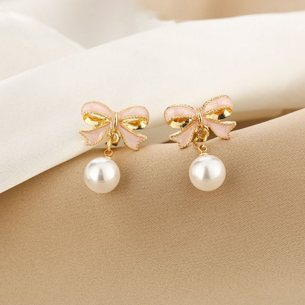 Серьги-гвоздики Банты с жемчугом CJG44393