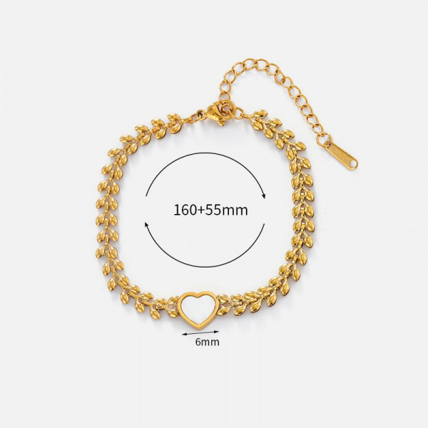 Браслет тонкая цепь с вставкой из перламутрового сердца CJN35862