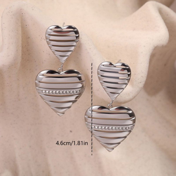 Серьги Висячие Полосатые сердца CJR63454