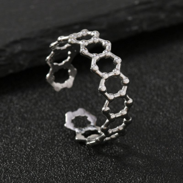 Широкое сетчатое кольцо из серебристой стали CJJ16857