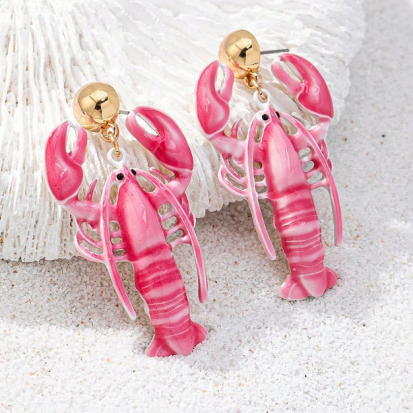 Ярко-розовые серьги-пусеты в форме объемных морских звезд CJP49924