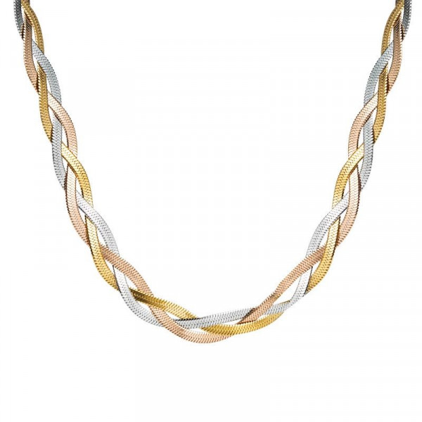 Массивное плетеное колье из трех цепей CJL21931