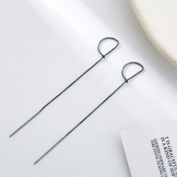 Длинные серьги-протяжки с полукольцом CJL19537