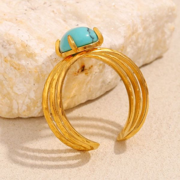 Многоярусное кольцо с бирюзовой вставкой CJL49952