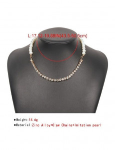 Лаконичное колье из мелкого жемчуга с серебристыми разделителями S94867MSK