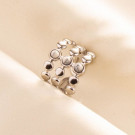 Тройное стальное кольцо с черными и светлыми вставками CJD85385