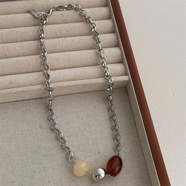 Цепочка с крупными бусинами из камня CJL47439