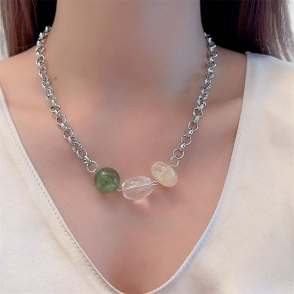 Цепочка с крупными бусинами из камня CJL47439