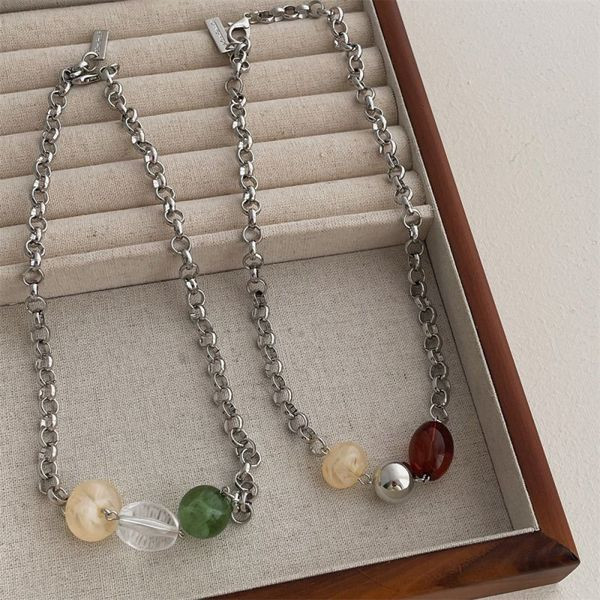 Цепочка с крупными бусинами из камня CJL47439