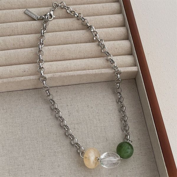 Цепочка с крупными бусинами из камня CJL47439