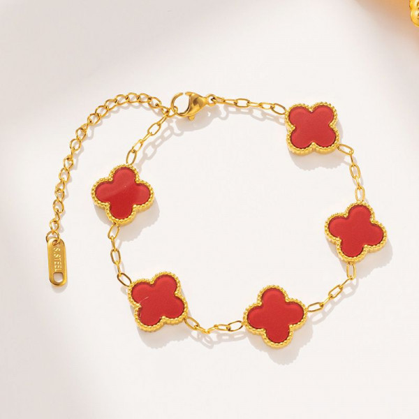 Браслет-цепочка с разноцветным клевером 1J12038CJJ