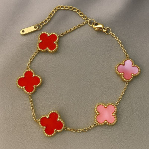 Браслет-цепочка с разноцветным клевером 1J12038CJJ