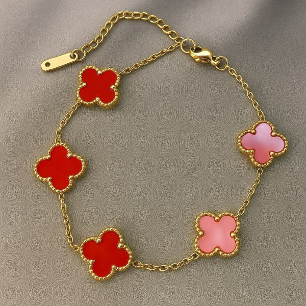 Браслет-цепочка с разноцветным клевером 1J12038CJJ