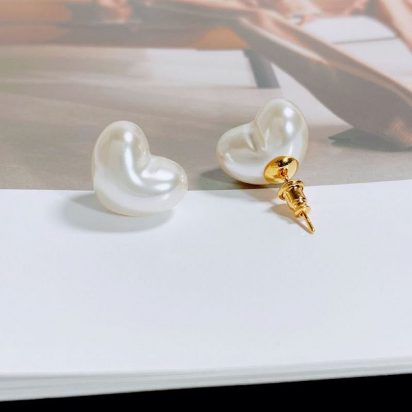 Серьги-пусеты Жемчужные сердца CJD00593